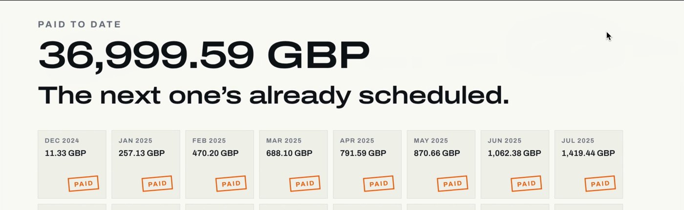 His cursor at "another value over here": the empty space at the right of the total, where "Paid to date" would go.